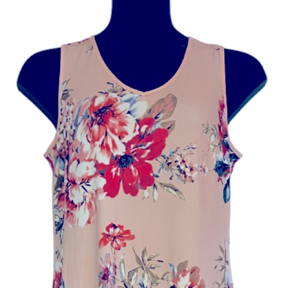 Monroe & Main Blush Peach Floral Summer Stretchy Casual Resort Cruise Day Dress - Picture 9 of 15